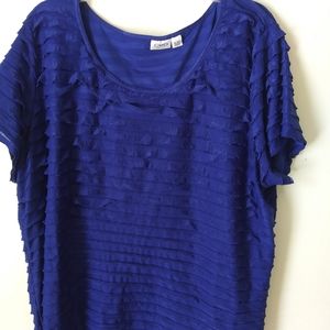 Womens 26/28 Cato Dressy  Blue Ruffled Tee